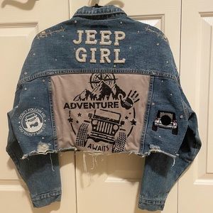 Custom Jeep Girl Cropped Denim Jacket